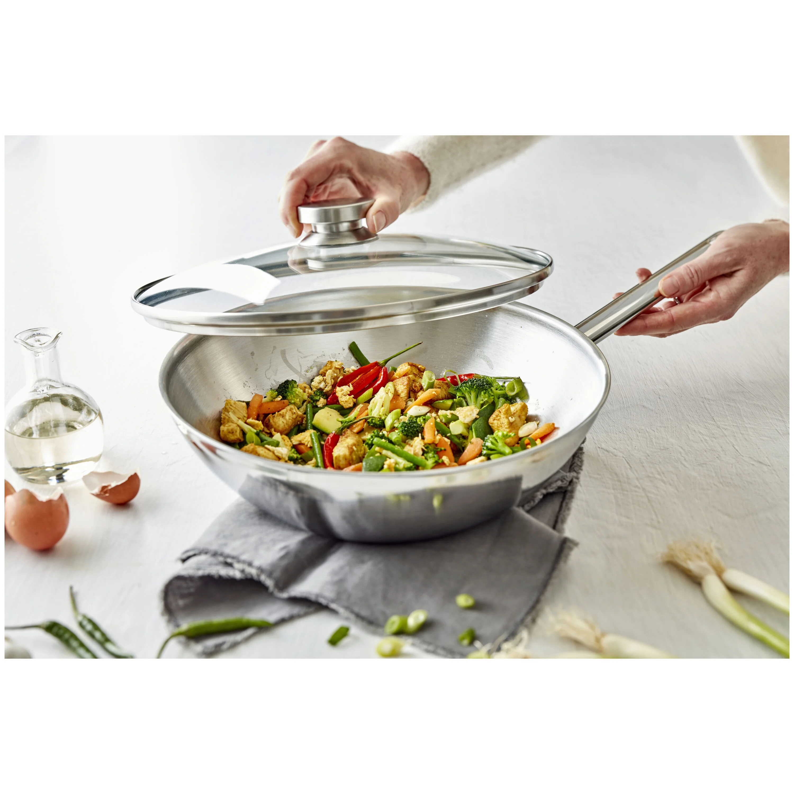 Apollo 7, Wok met glazen deksel 30 cm, large 2