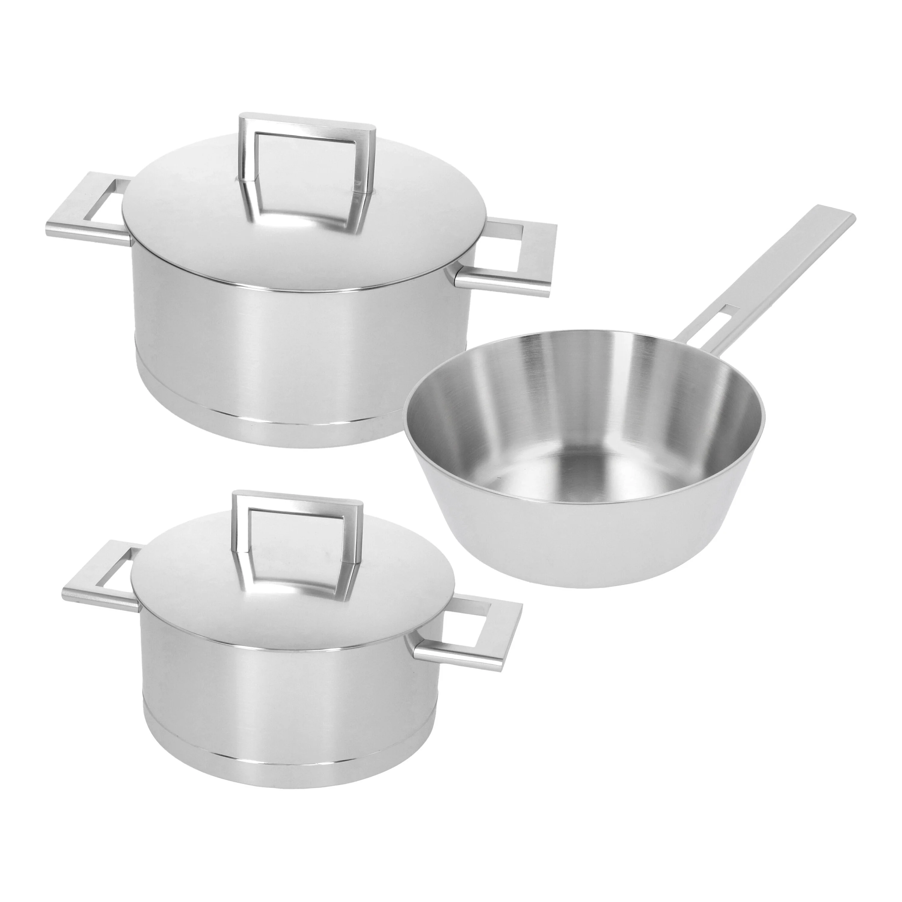 John Pawson 7, Potten- en pannenset met dubbelwandig deksel, 3-delig, large 1