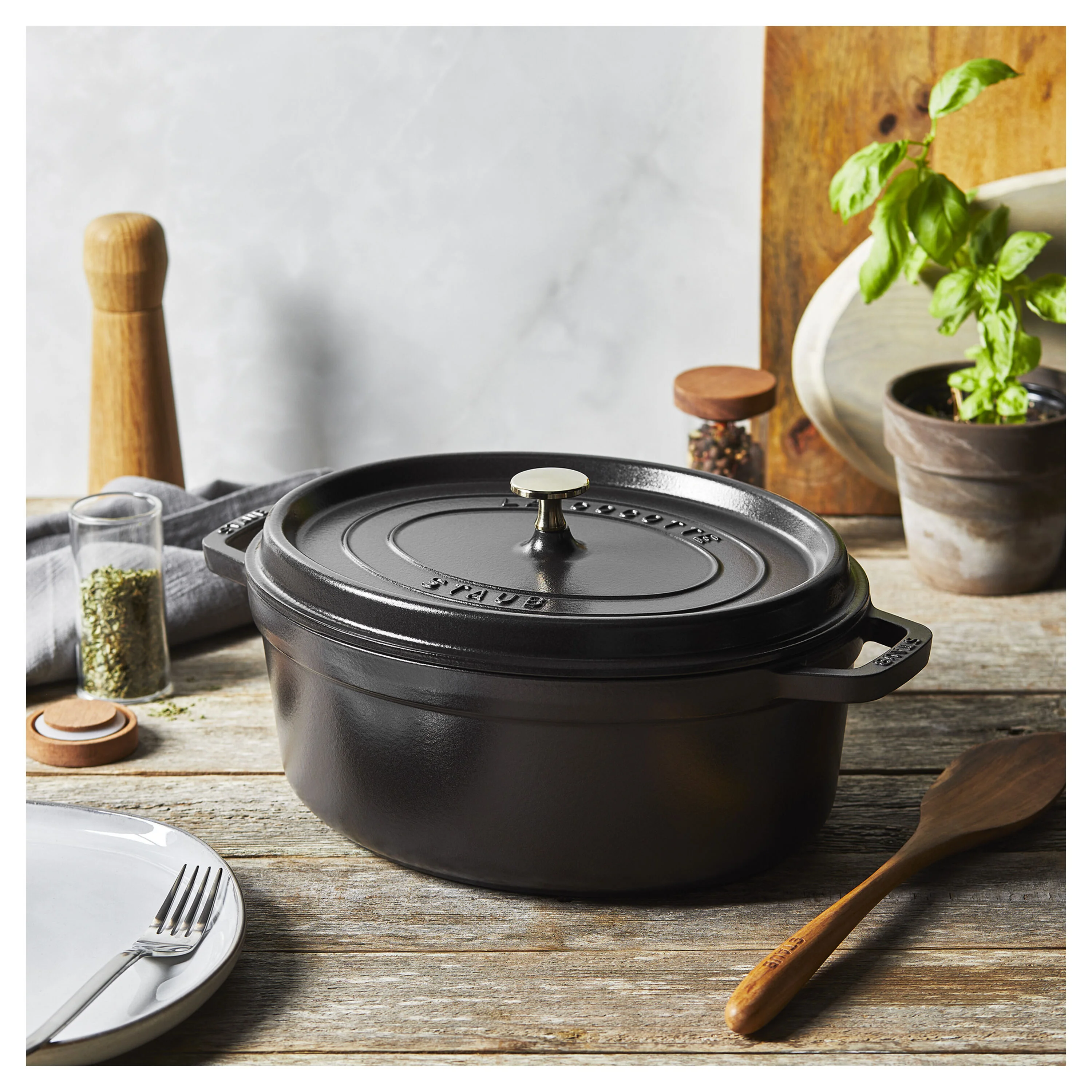 La Cocotte, Cocotte 31 cm / 5,5 l, Ovaal, Zwart, large 2