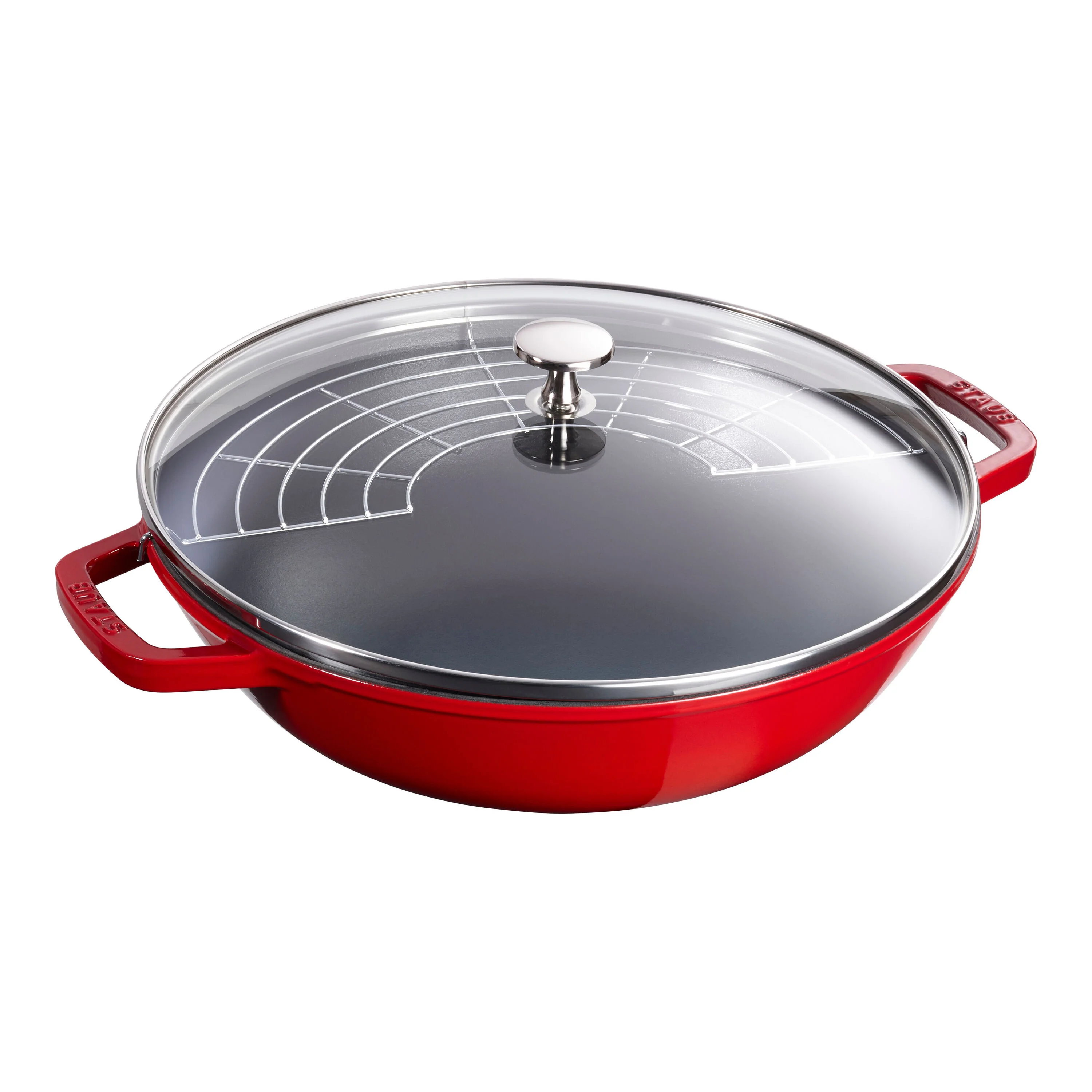 Specialities, Wok met glazen deksel 30 cm, Kersenrood, large 1