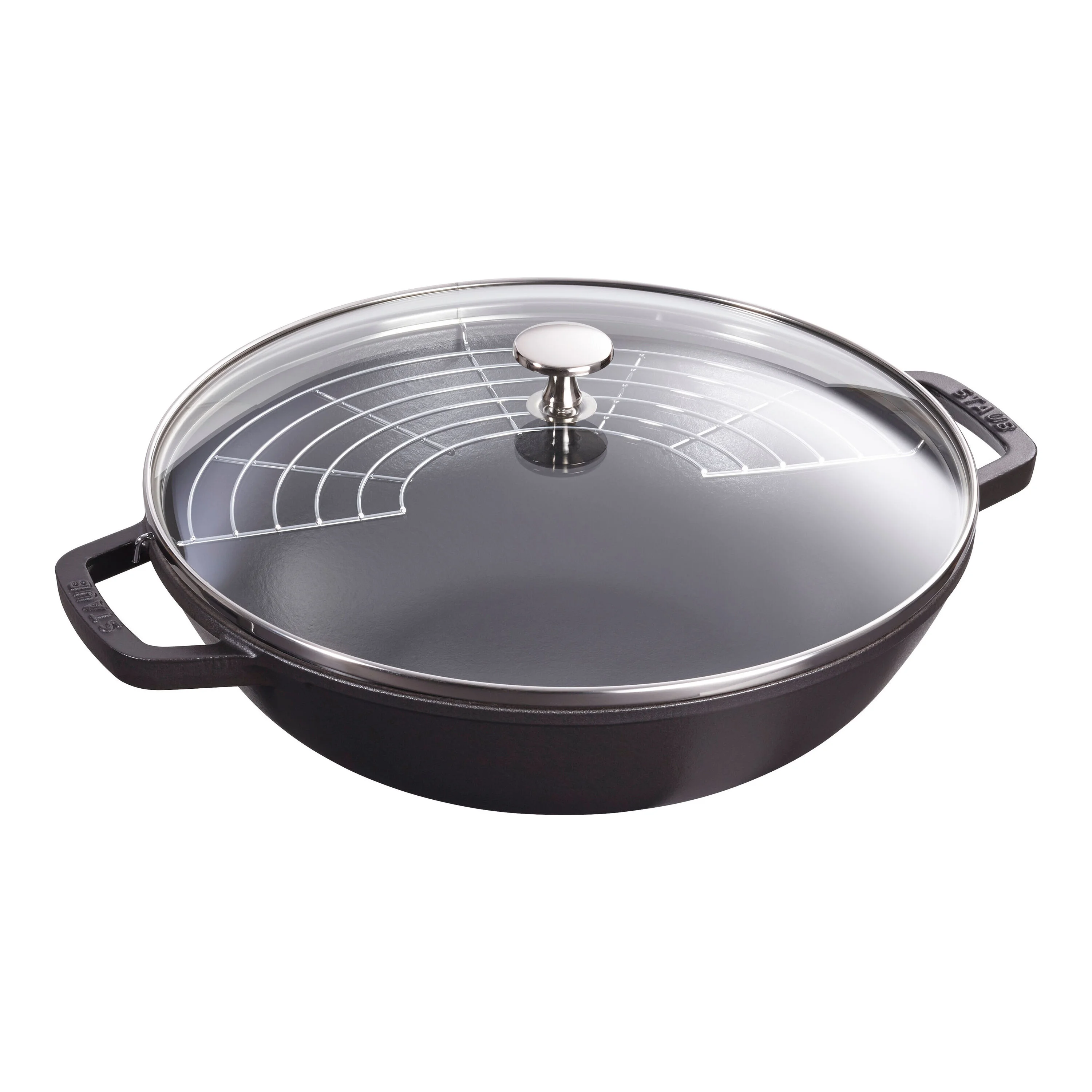 Specialities, Wok met glazen deksel 30 cm, Zwart, large 1