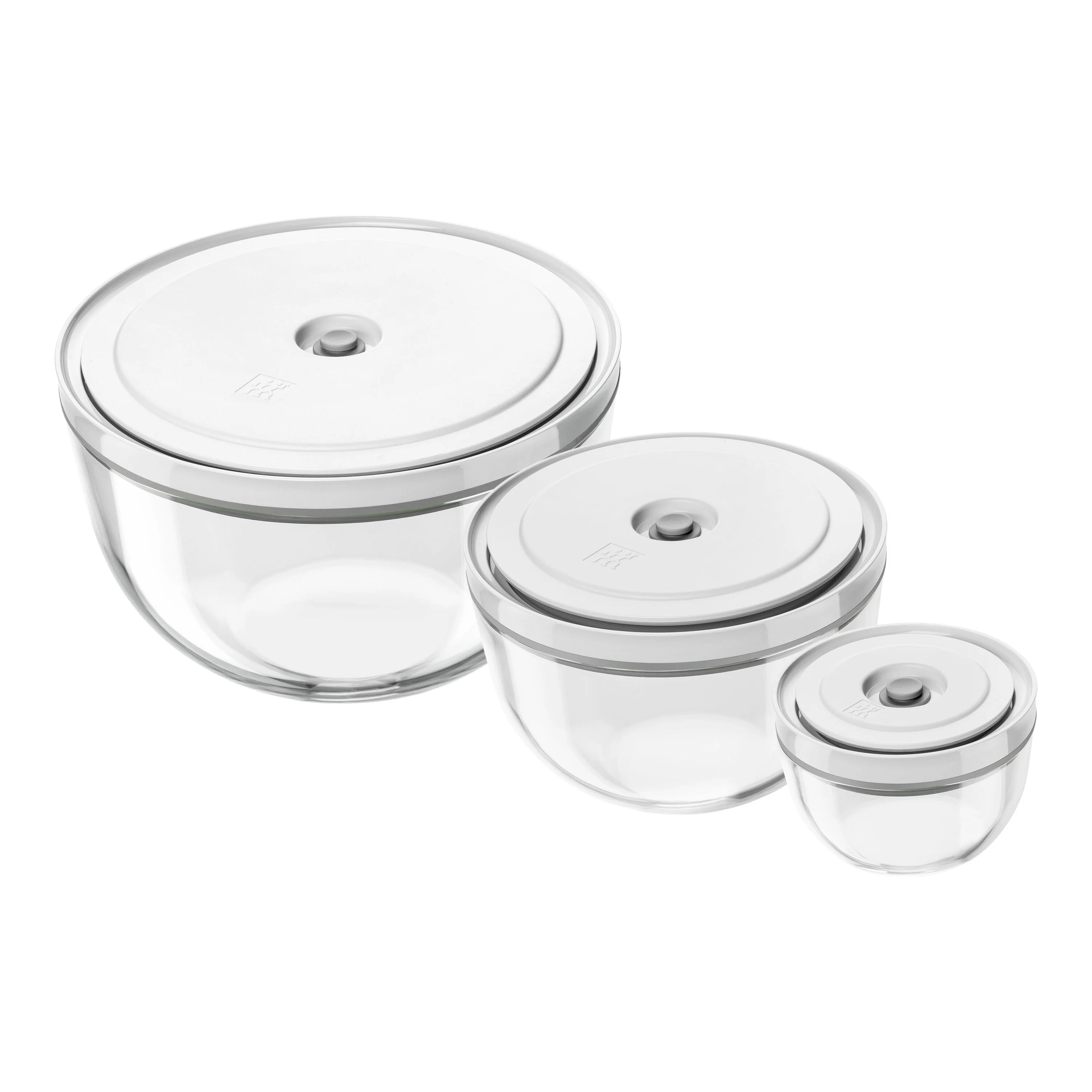 Fresh & Save BOWLS, Vacuümkommen set S/M/L / 6-delig, Glas, transparant-wit, large 1