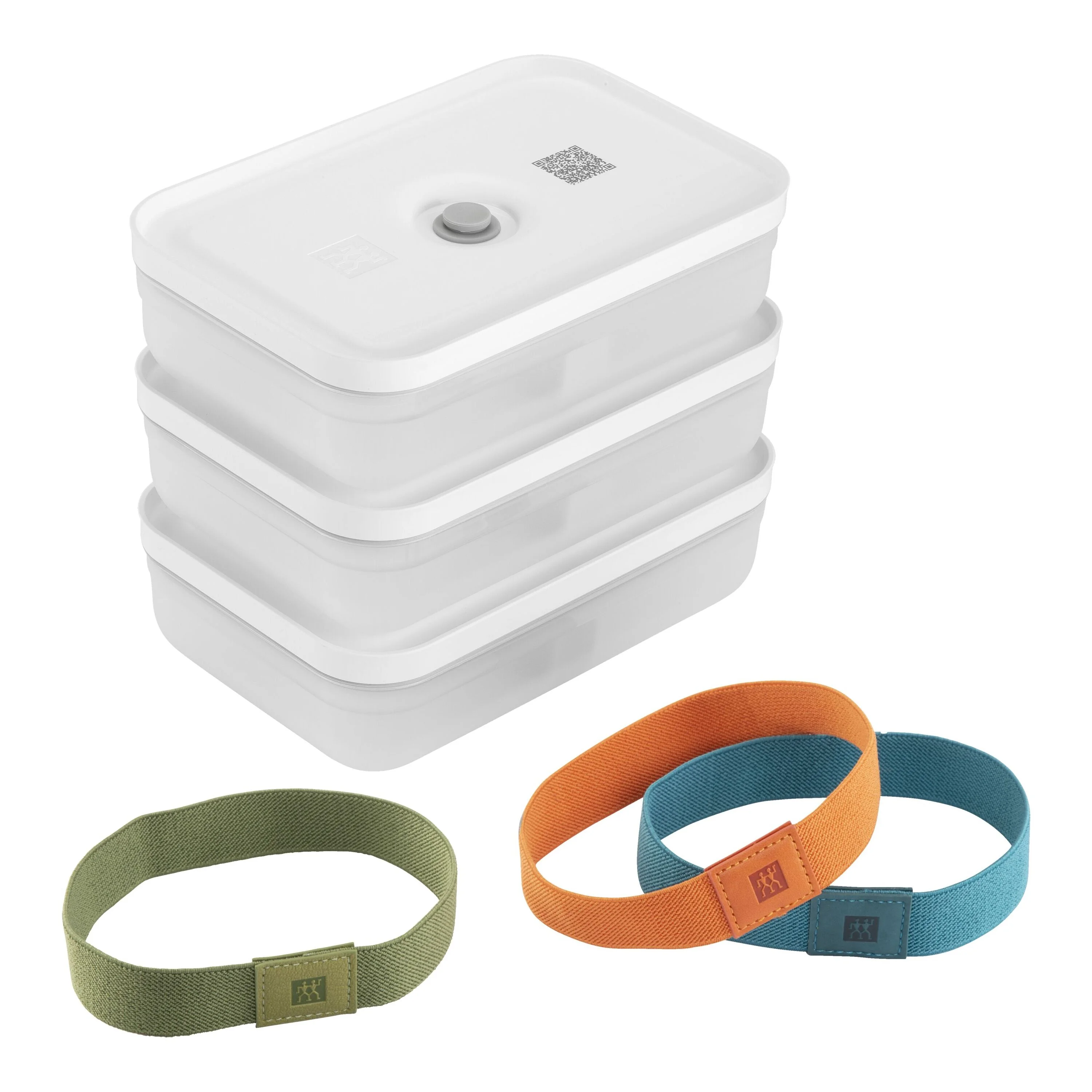 Fresh & Save, Vacuüm brooddoos set, L plat / 6-delig, Kunststof, semitransparant-Grijs, large 1